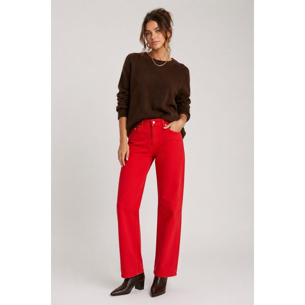 EDWIN Cai Classic Straight Leg Women's Jeans 100% Cotton Scarlet Red 28/6